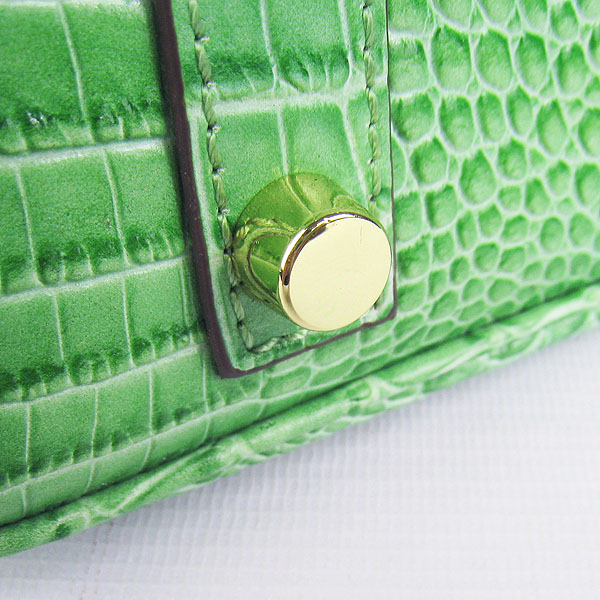 High Quality Fake Hermes Birkin 35CM Crocodile Head Veins Leather Bag Green 6089